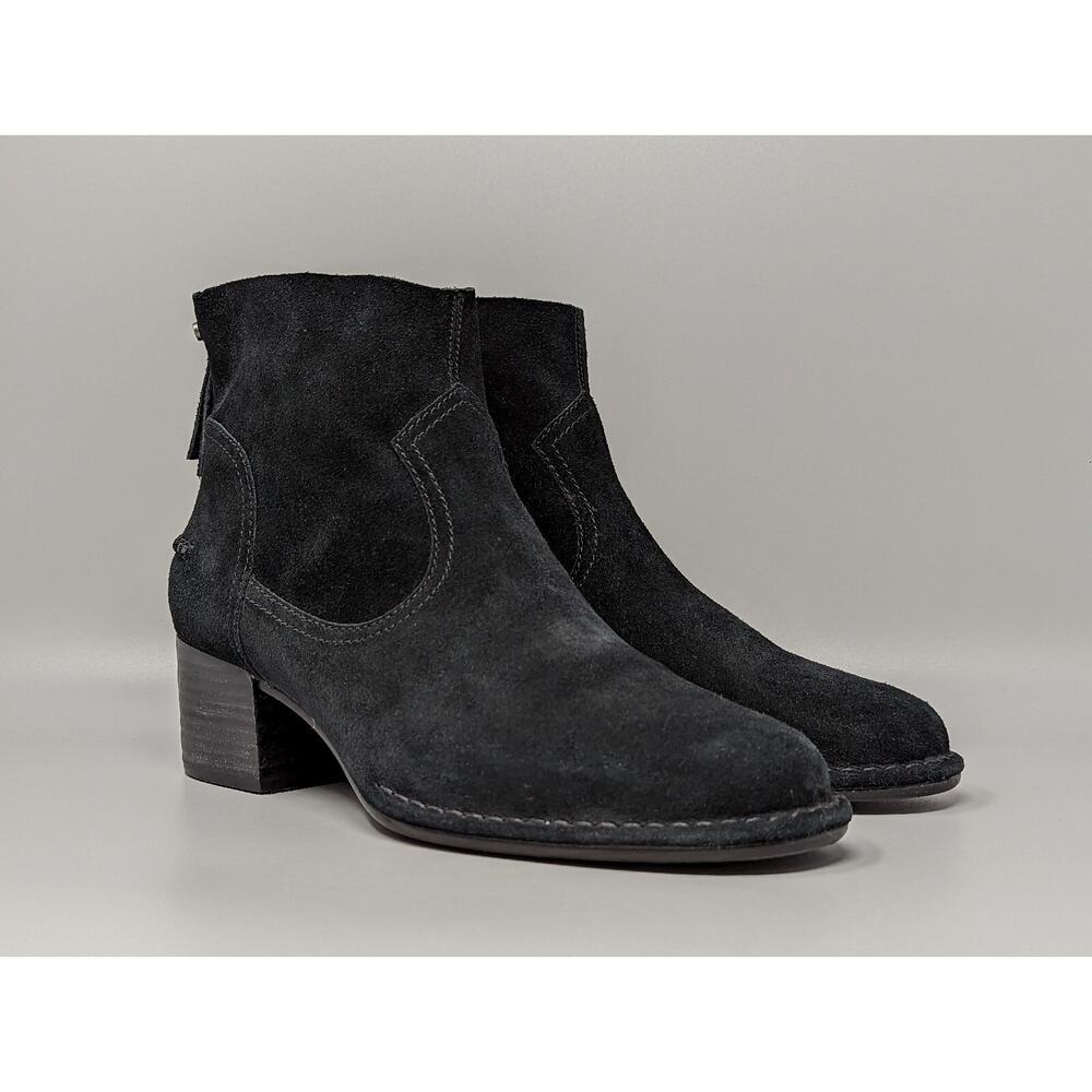 UGG Ladies Boots Bandara Ankle Booties Black Suede Zip Casual 1095053 Size 10